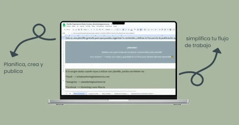 Mockup con texto Marketing Laura Murcia plantilla planificacion contenido